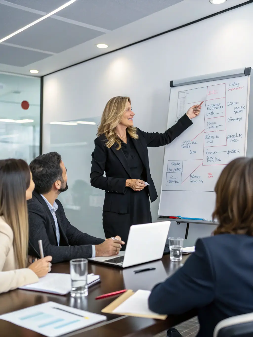 A professional consultant is guiding a team through a strategic planning session, emphasizing the collaborative approach of the Basic plan.