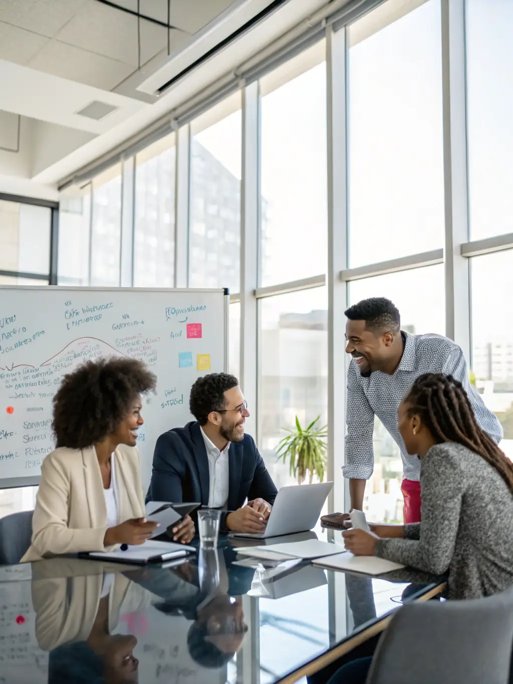 A senior consultant leading a strategic meeting with executive stakeholders, representing the personalized and high-level support of the Premium Tier.